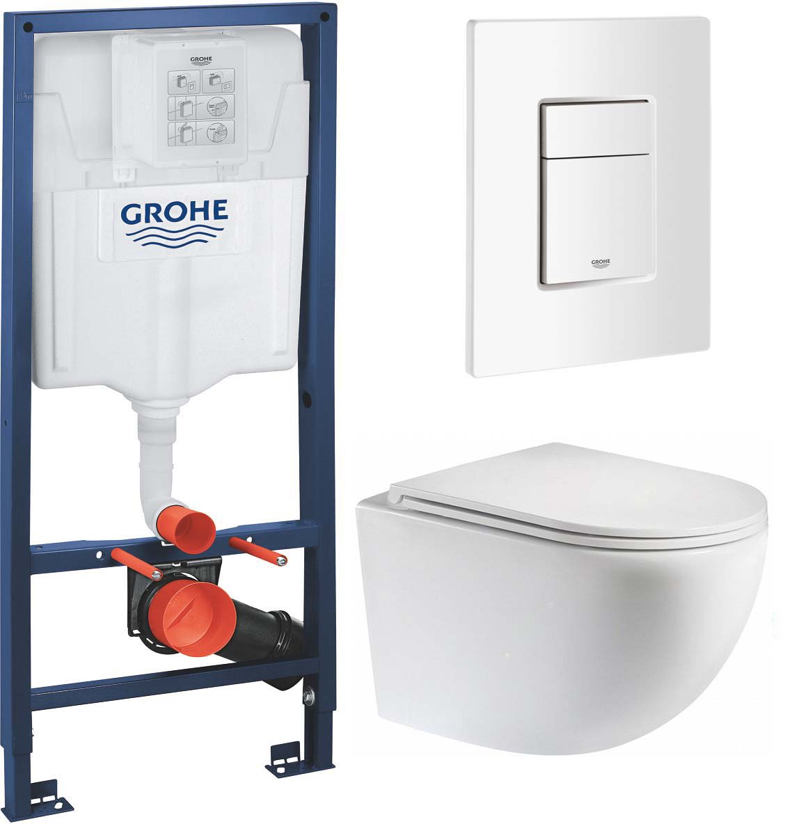 комплект инсталляции grohe 38772sh0 с клавишей смыва белая и унитазом teymi lina vortex t40110