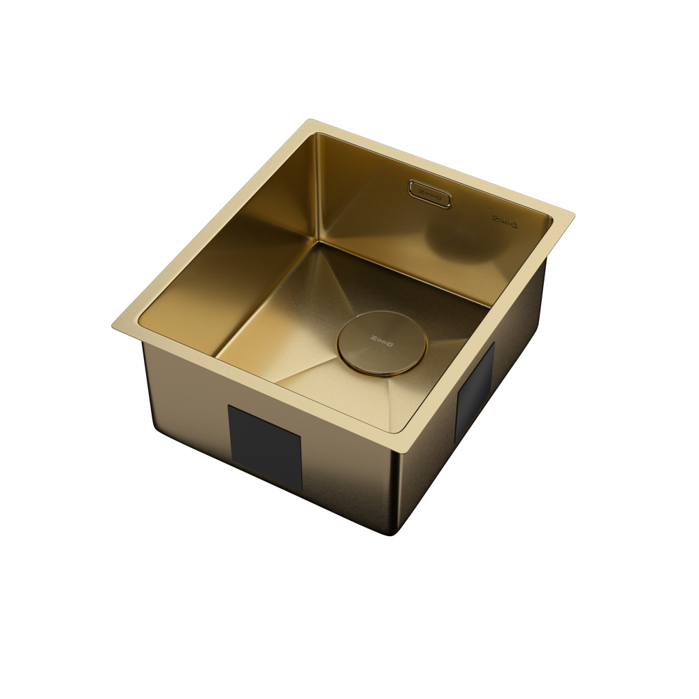 кухонная мойка zorg zerox 38 u / if pvd gold 44x38 матовое золото