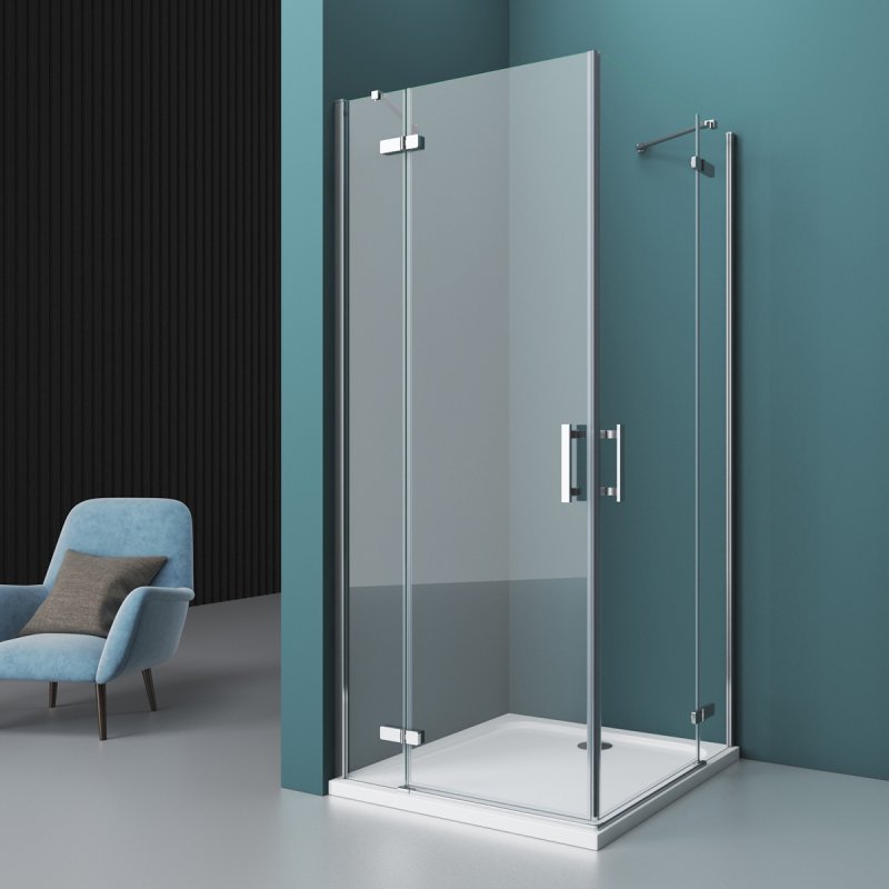 душевой уголок belbagno kraft-a-22-80-c-cr 80x80 стекла прозрачные, профиль хром