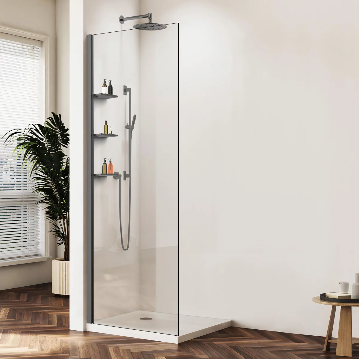 душевой уголок vincea walk-in vsw-1hws900clgm 90x200 стекло прозрачное / профиль вороненая сталь