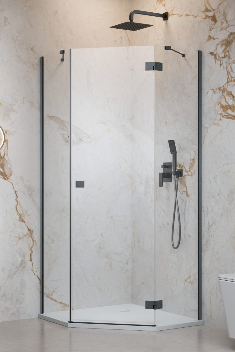 душевой уголок radaway essenza 8 brushed gunmetal ptj 100x80 правый, стекла прозрачные, профиль брашированная оружейная сталь