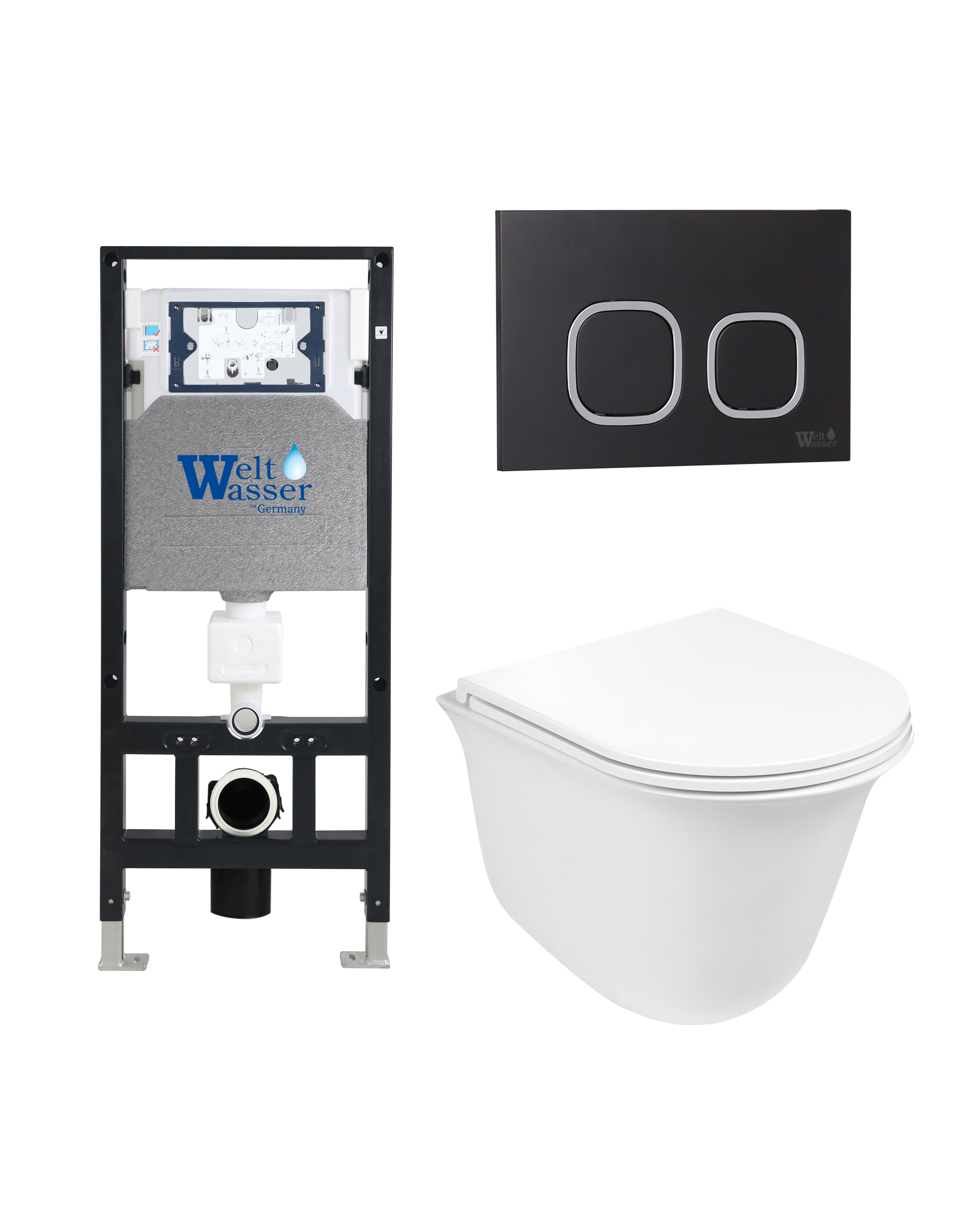 комплект welt-wasser amberg 506 + telbach 004 gl-wt + amberg rd-bl с черной клавишей