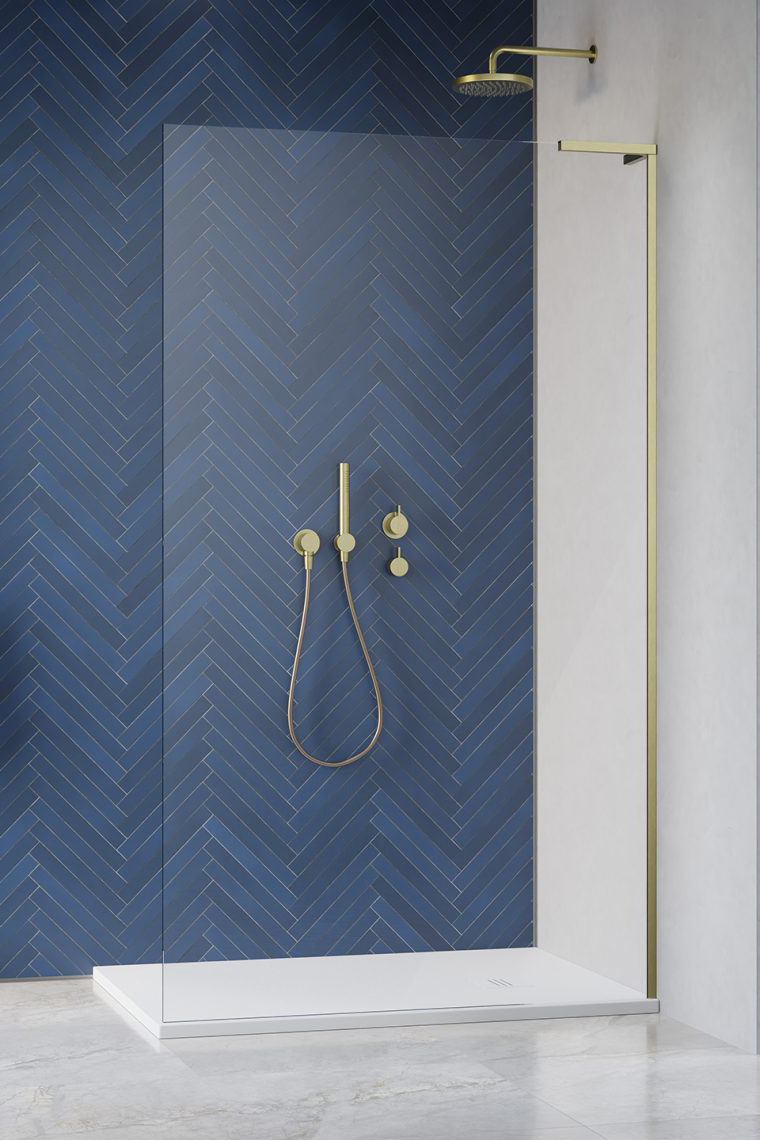 душевой уголок radaway walk-in modo sl ii brushed gold 75 right прозрачное стекло / профиль брашированное золото (правый)