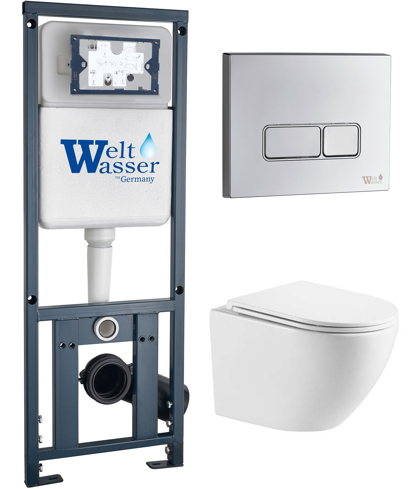 комплект инсталляции welt-wasser marberg 410 с унитазом merzbach 043 xl gl-wt и клавишей смыва mar 410 se-cr