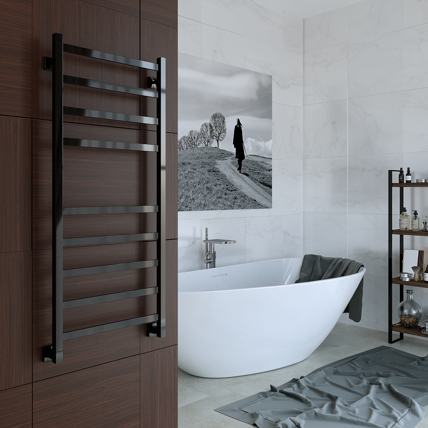 полотенцесушитель водяной stinox prestige 50x120 черный глянец