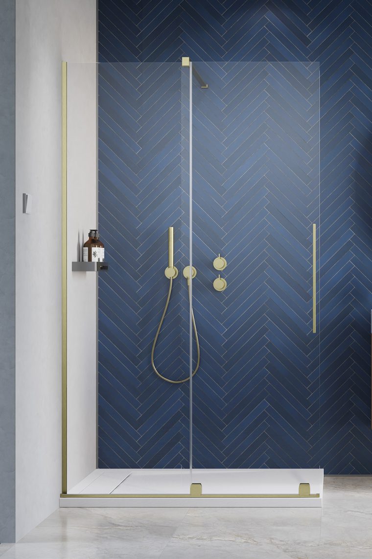 душевой уголок radaway furo brushed gold walk-in l 130x200 стекла прозрачные, профиль брашированное золото