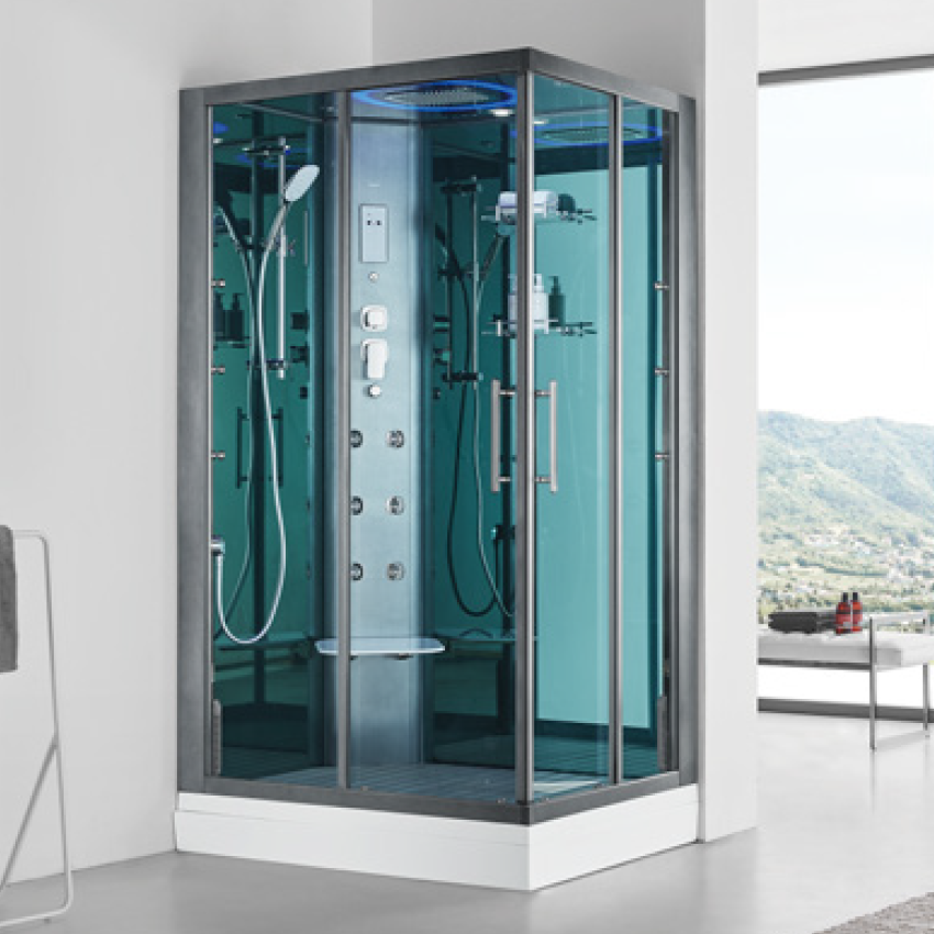 душевая кабина ssww bu621l усиленная 120x80 левая, стекла прозрачные, профиль графит