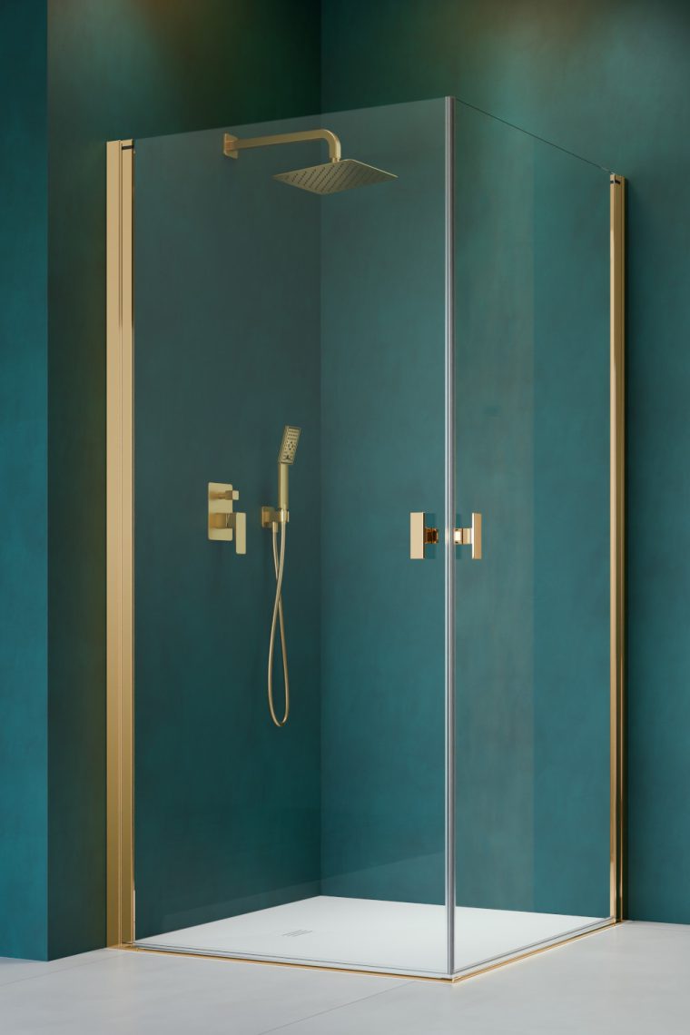душевой уголок radaway nes gold kdd i 90x90 стекла прозрачные, профиль золото