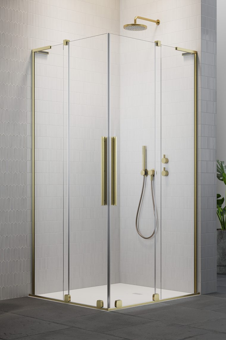 душевой уголок radaway furo sl brushed gold kdd 120x110 стекла прозрачные, профиль брашированное золото