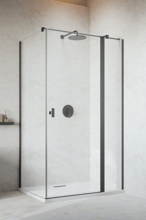 душевой уголок radaway nes brushed gunmetal kdj ii 120x75 правый, стекла прозрачные, профиль брашированная оружейная сталь