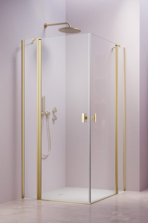 душевой уголок radaway nes 6 brushed light gold kdd ii 100x80 стекла прозрачные, профиль брашированное светлое золото