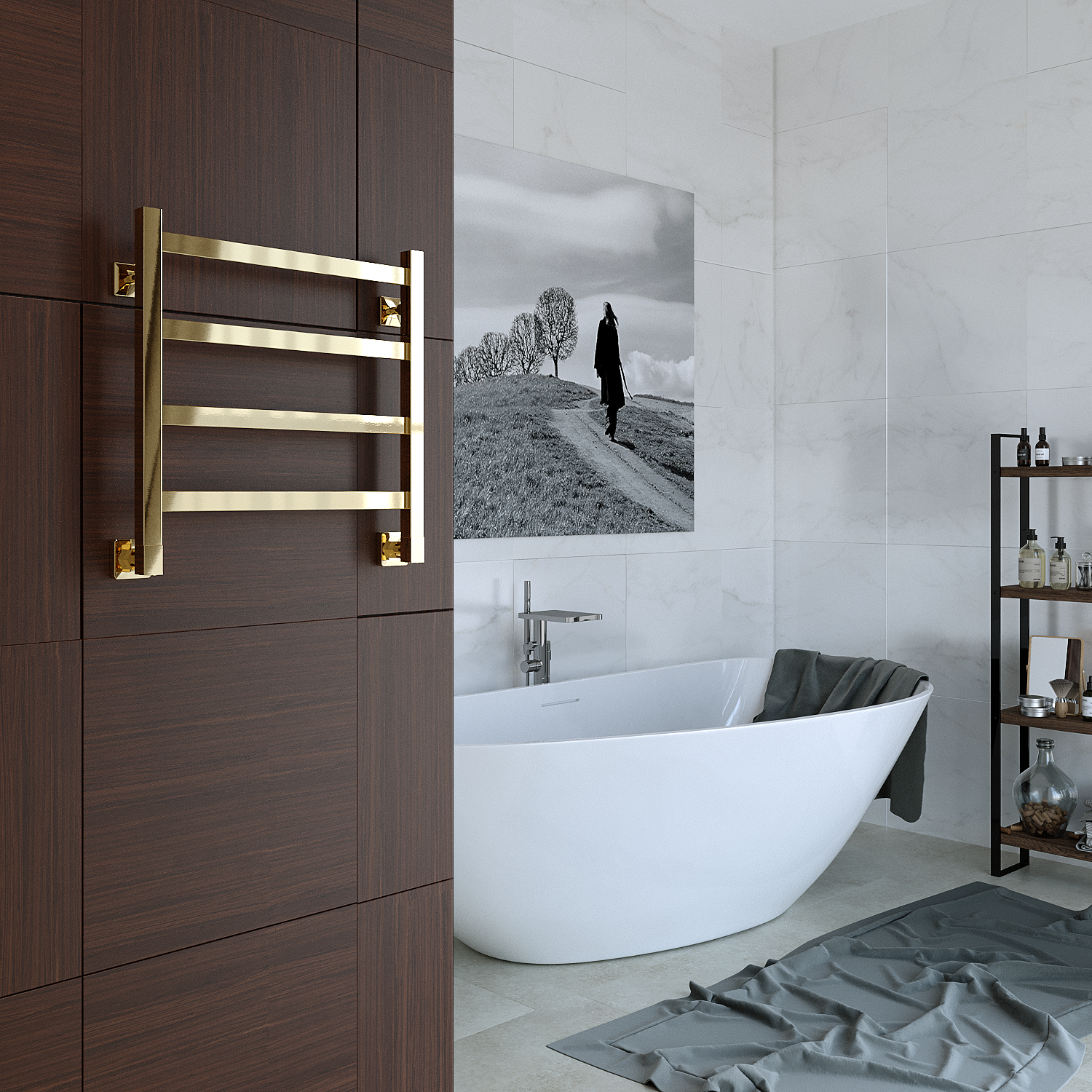 полотенцесушитель водяной stinox prestige 50x50 золото глянец