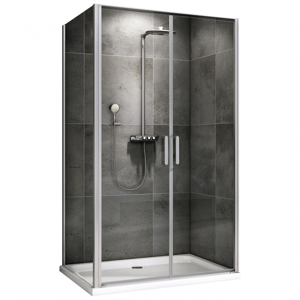 душевой уголок abber sonnenstrand ag04100c-s85 100x85 стекла прозрачные, профиль хром