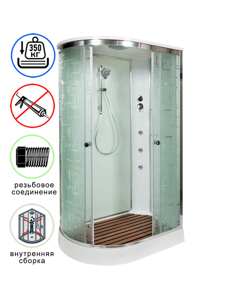 душевая кабина avacan em1511rgm ava 110x80 с гидромассажем, правая, стекла с узором, профиль хром