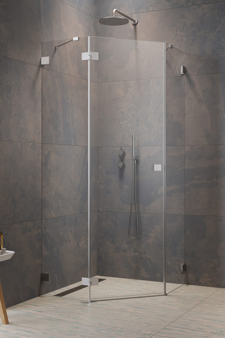 душевой уголок radaway essenza pro 8 brushed nickel ptj 90x100 левый, стекла прозрачные, профиль брашированный никель