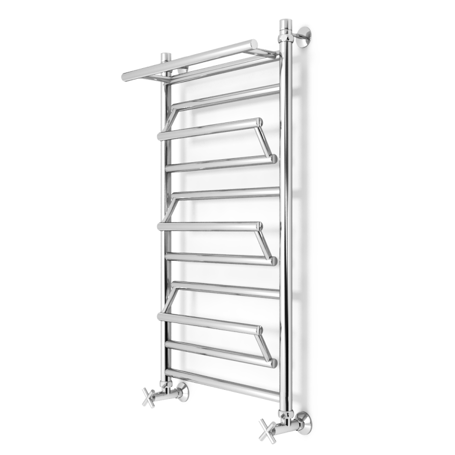 полотенцесушитель zorg vitra plus 500/1000 50x100 с полкой, нижнее подключение, хром