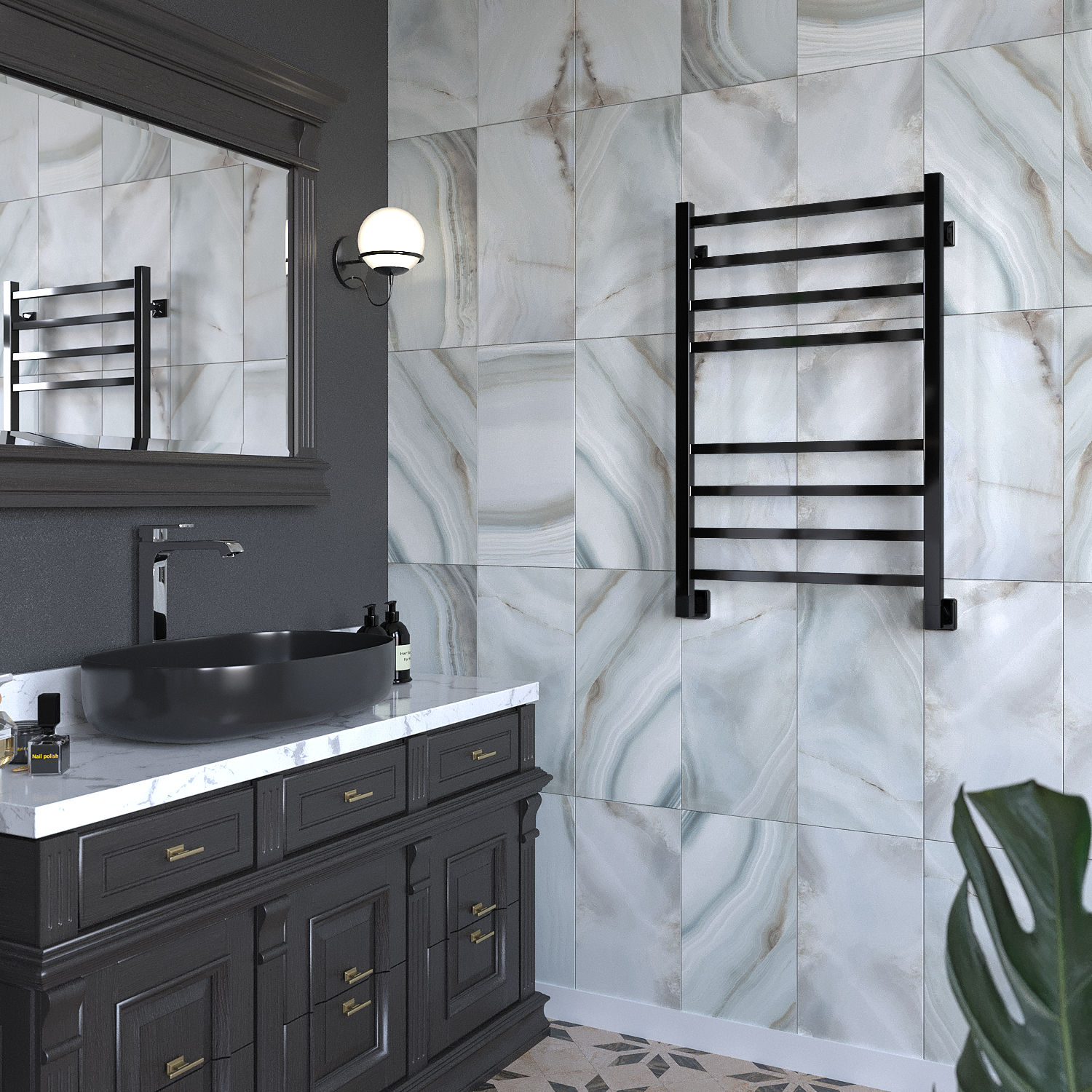 полотенцесушитель водяной stinox quatro 50x80 черный глянец