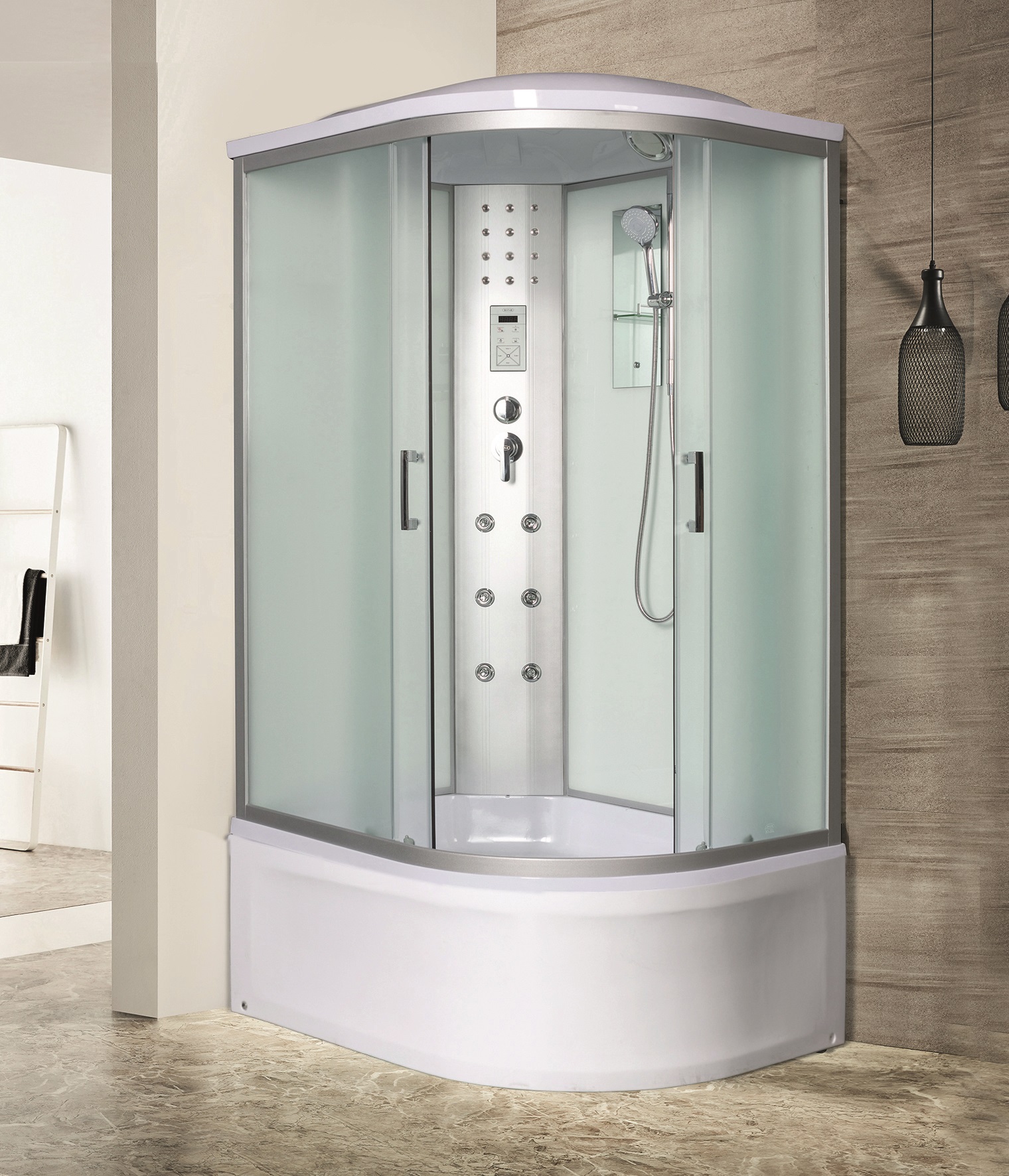 душевая кабина river dunay xl 110/80/44 mt l 100x80 стекла матовые, профиль хром матовый