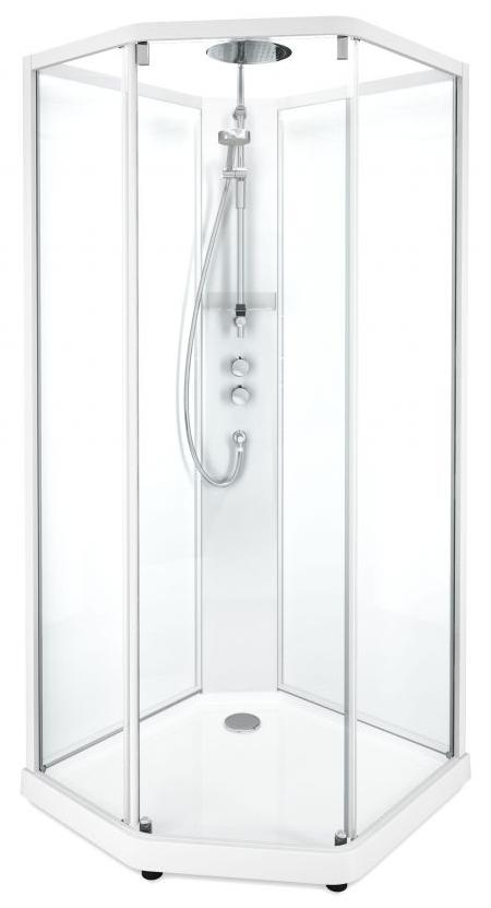 душевая кабина ido showerama 10-5 comfort 90x90 пятиугольная (белый профиль, прозрачные стекла)