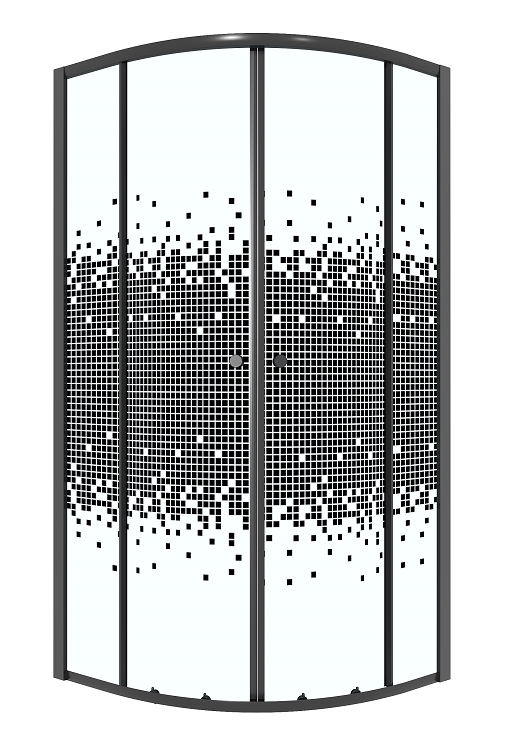 душевой уголок niagara eco ng-1007-14black 90x90 стекла прозрачные с рисунком, профиль черный