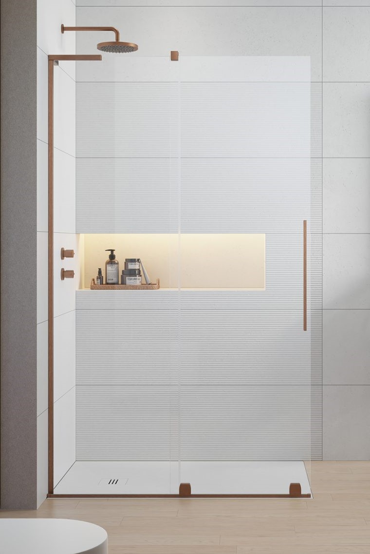 душевой уголок radaway furo sl brushed copper walk-in l 80x200 стекла прозрачные, профиль брашированная медь