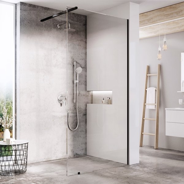 душевой уголок ravak walk-in wall 120 стекла прозрачные, профиль черный