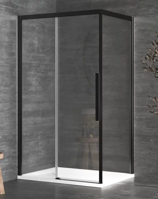душевой уголок kolpa-san libra dw 140x90 прозрачное стекло / профиль черный матовый (левый)
