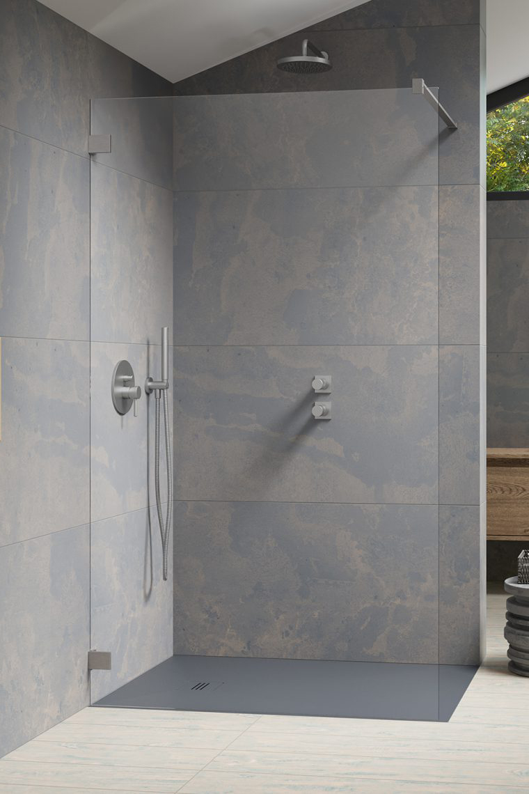 душевой уголок radaway essenza pro brushed nickel walk-in 90x200 стекла прозрачные, профиль брашированный никель