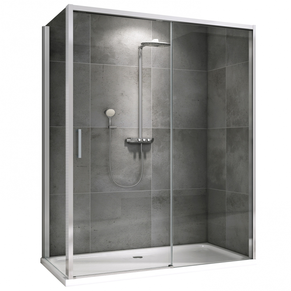 душевой уголок abber komfort ag93130-s92 130x90 стекла прозрачные, профиль хром