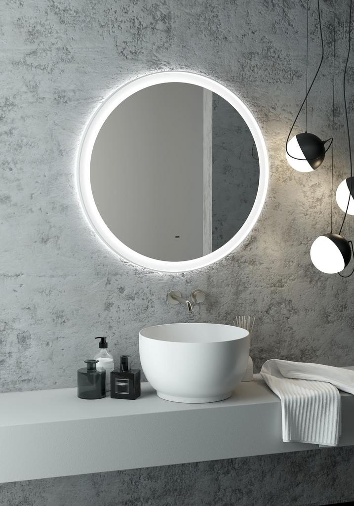 зеркало континент planet white led d600 ореольная теплая подсветка и б/к сенсор