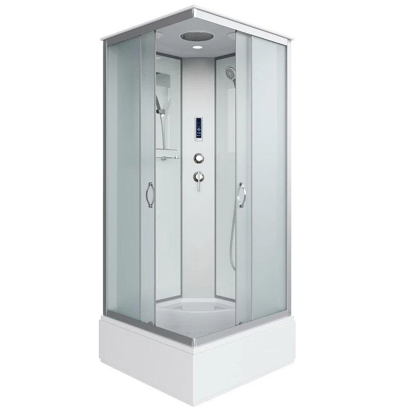 душевая кабина niagara ng-1108-14p 90x90 с электроникой, стекла матовые, профиль серебро