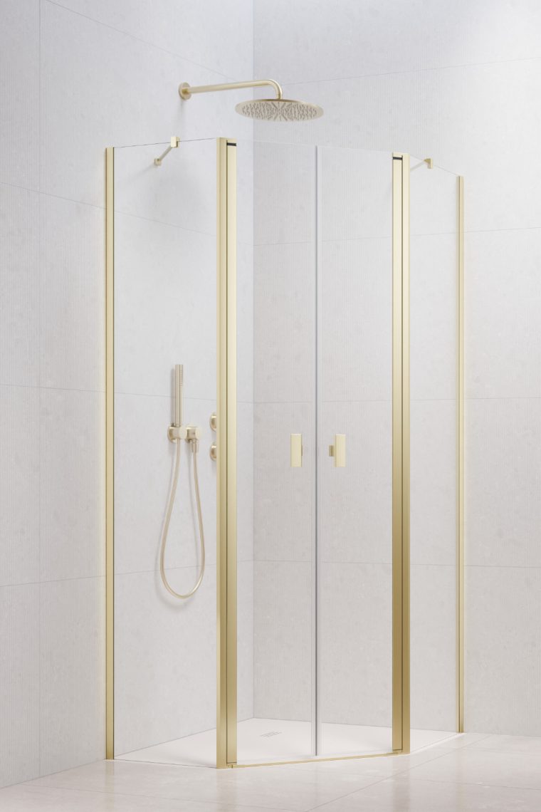 душевой уголок radaway nes 6 brushed light gold ptd 80x100 стекла прозрачные, профиль брашированное светлое золото