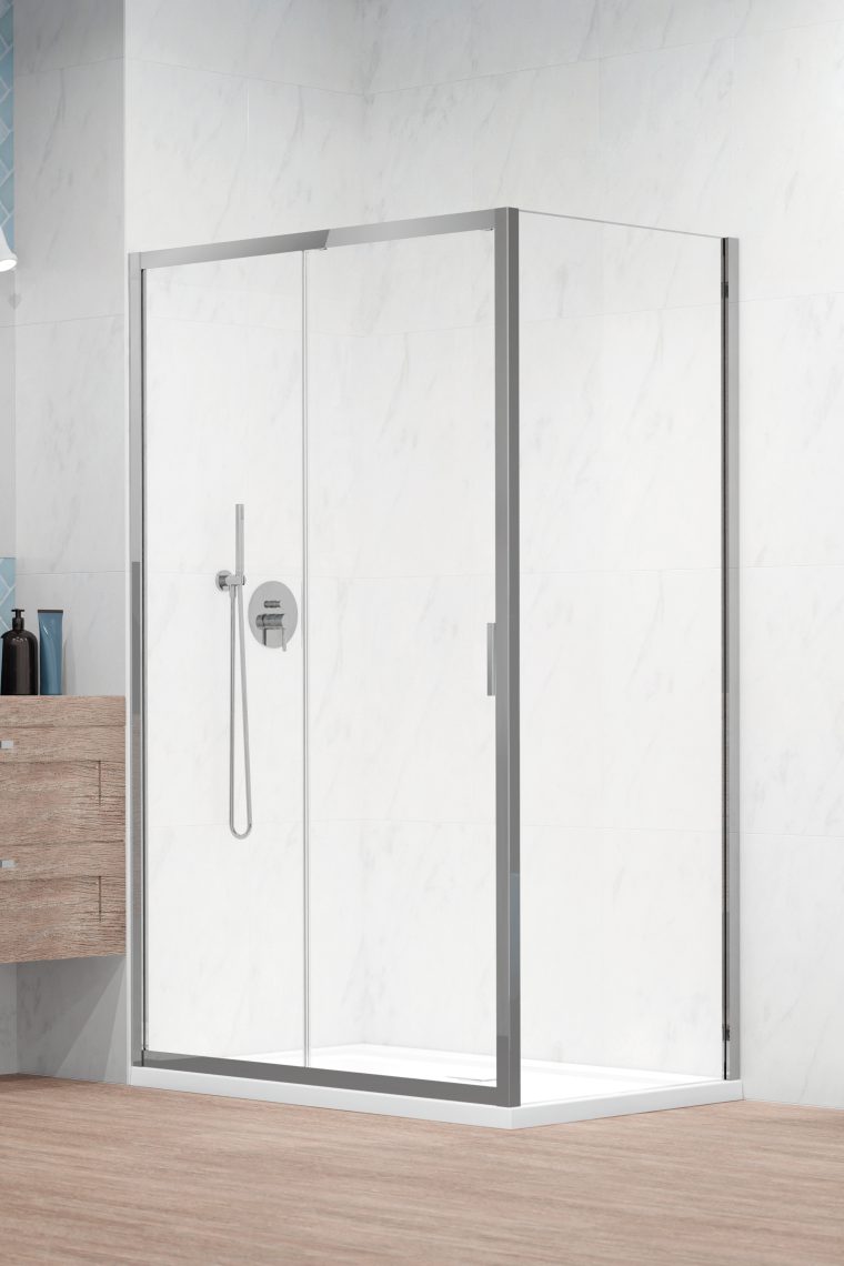 душевой уголок radaway alienta dwj+s 100x90  стекла прозрачные, профиль хром