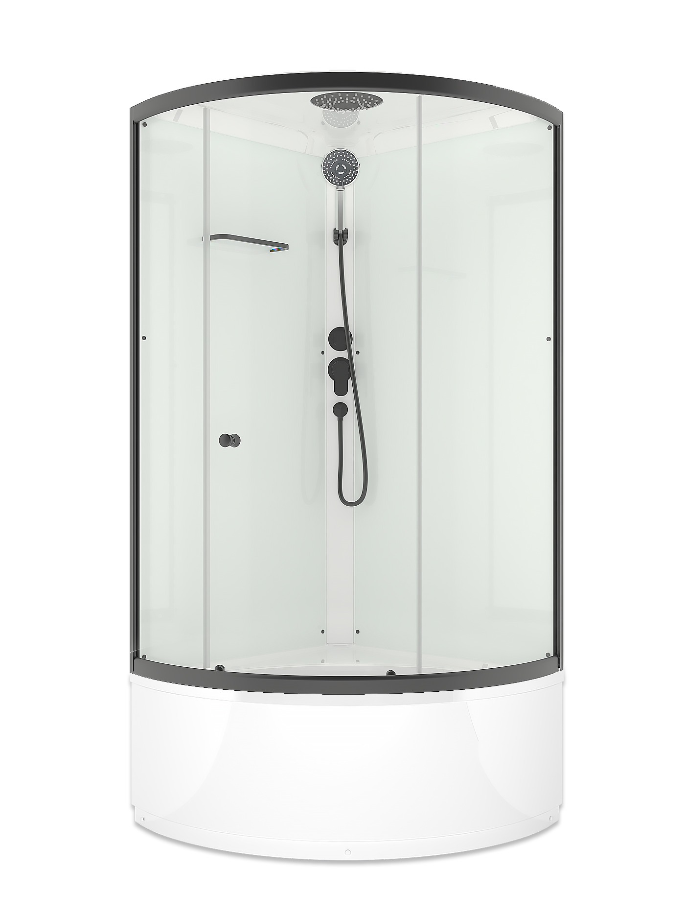 душевая кабина domani-spa simple 99 high v1.2 black accents 90x90 прозрачное стекло / белые стенки с крышей