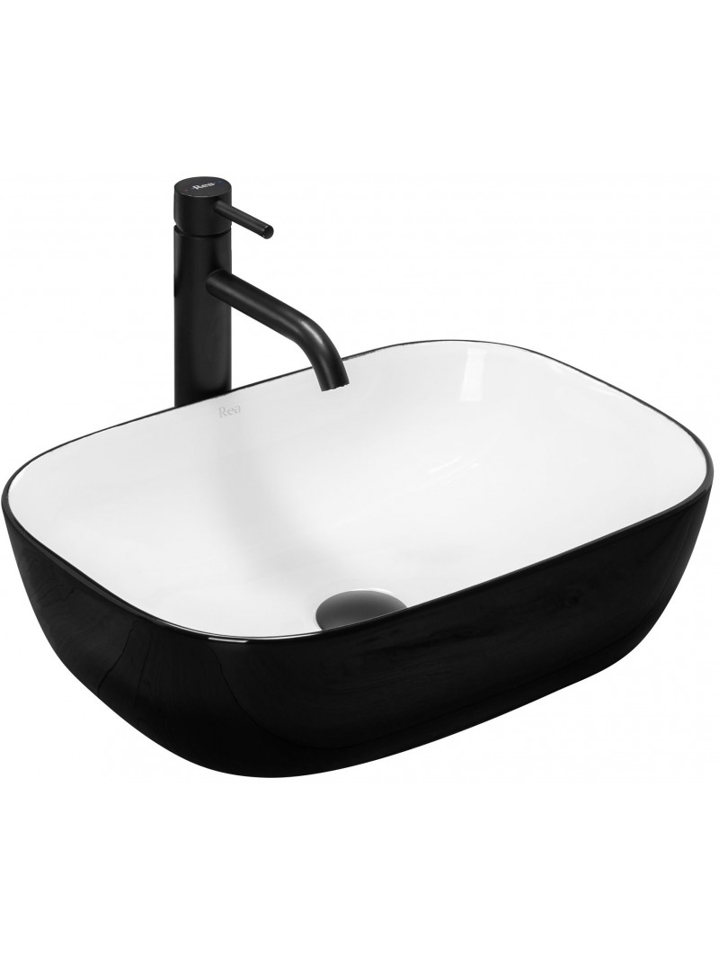 умывальник накладной rea belinda white black rea-u6332 46,5x33 белый/черный