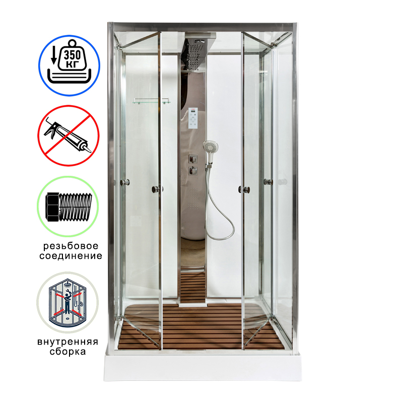душевая кабина avacan z122 ava 120x90  стандарт, стекла прозрачные, профиль хром
