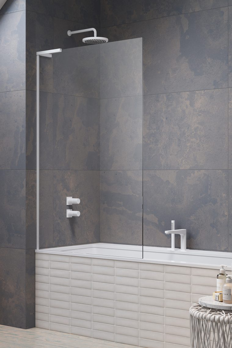 шторка на ванну radaway modo sl white pnj ii 90x150 левая, стекла прозрачные, профиль белый
