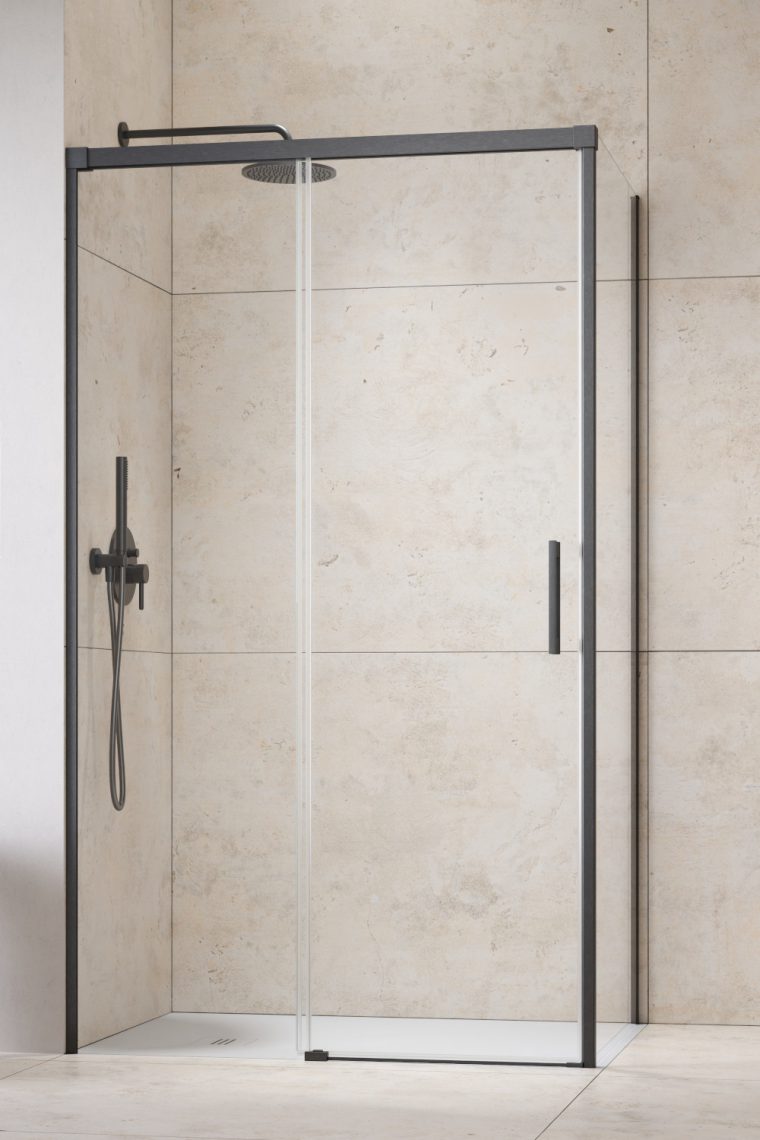 душевой уголок radaway idea brushed gunmetal kdj 110x80 левый, стекла прозрачные. профиль брашированная оружейная сталь