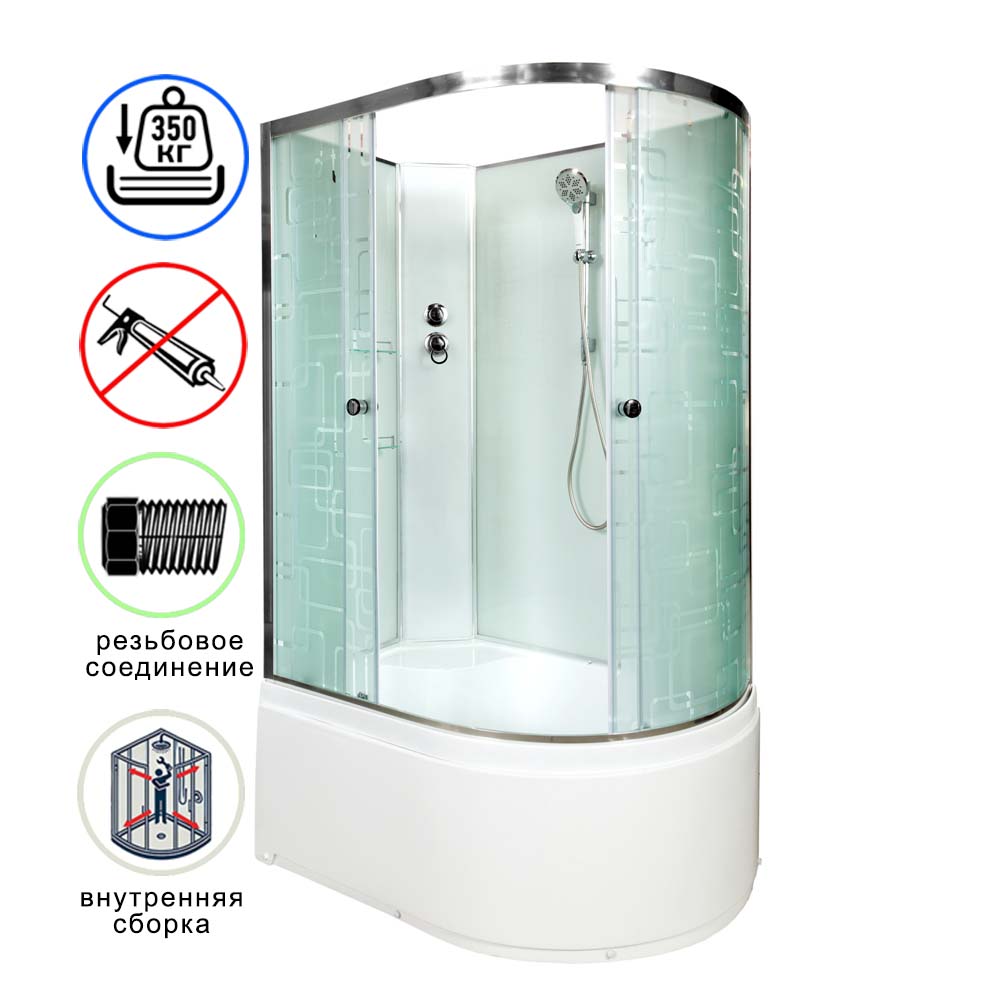душевая кабина avacan em4511ln ava 110x80 без крыши, левая, стекла с узором, профиль хром