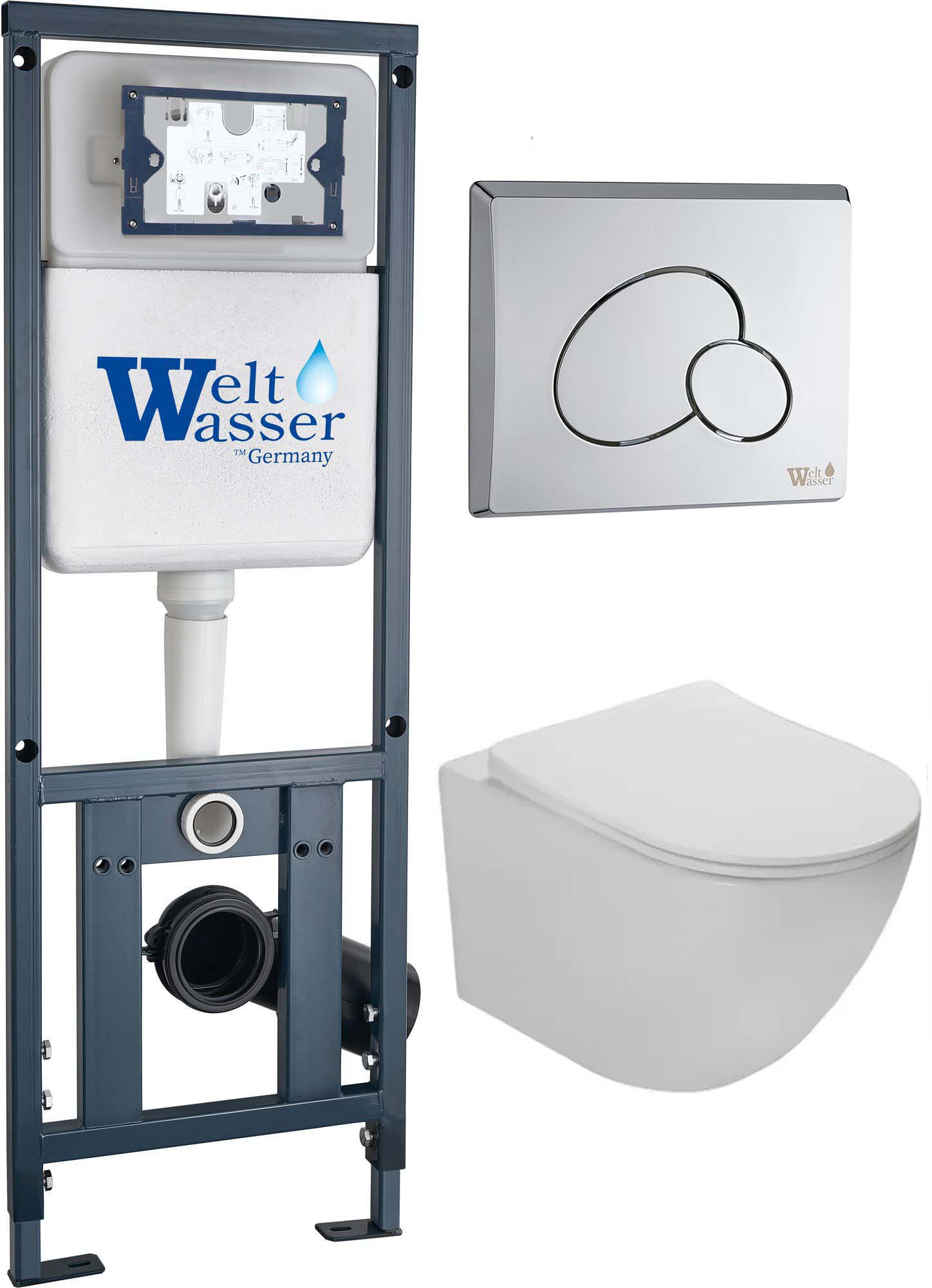 комплект инсталляции welt-wasser marberg 410 rd cr с клавишей хром и подвесным унитазом ceruttispa sella aria tornado