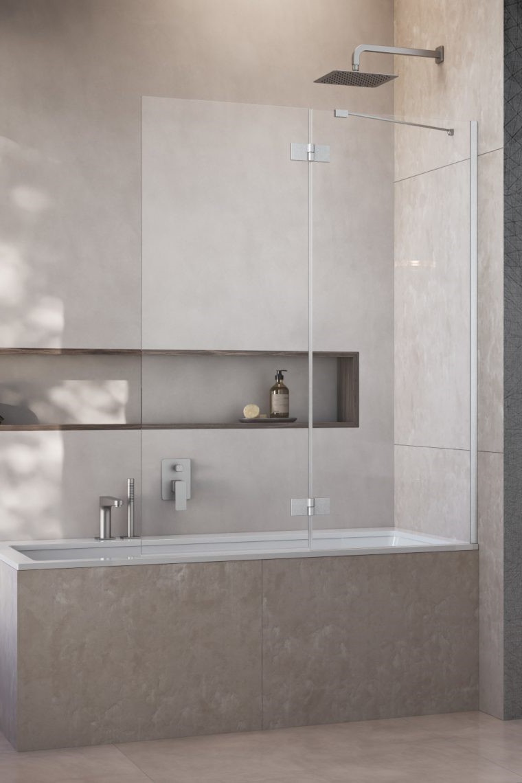 шторка на ванну radaway essenza brushed nickel pnd ii 130x150 правая, стекла прозрачные, профиль брашированный никель