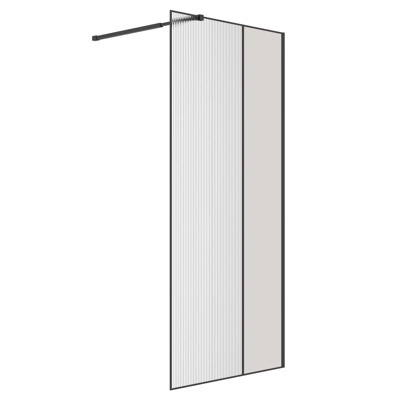 душевой уголок niagara ng-481-12fblack 120x200 стекла рифленые тонированные, профиль черный матовый