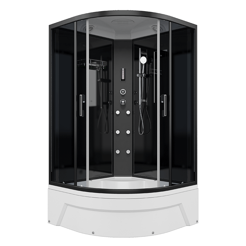 душевая кабина erlit er570926-c24 90x90 стекла тонированные, профиль черный