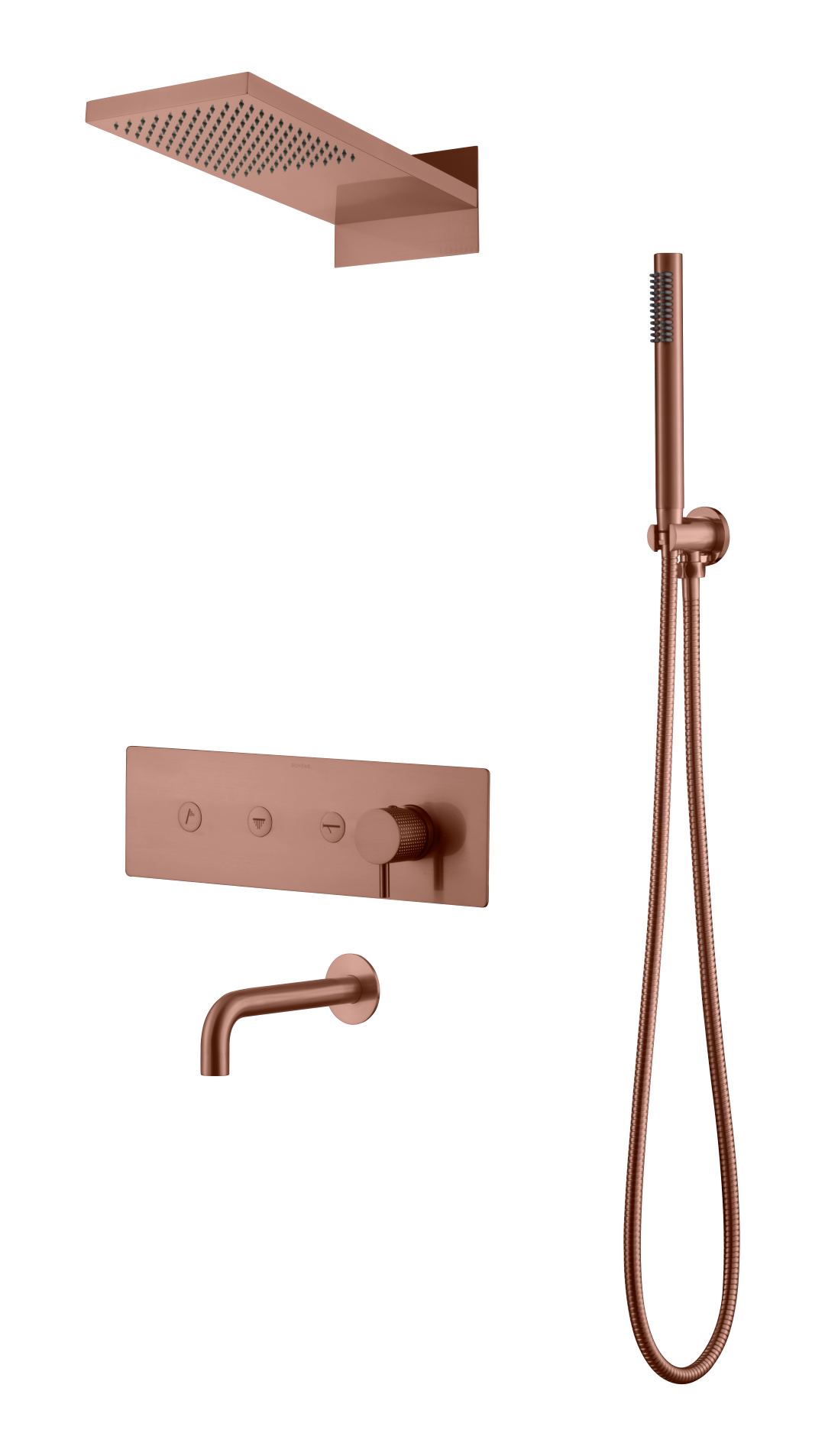 душевая система скрытого монтажа boheme fusion 130-2-cb copper brushed, с изливом
