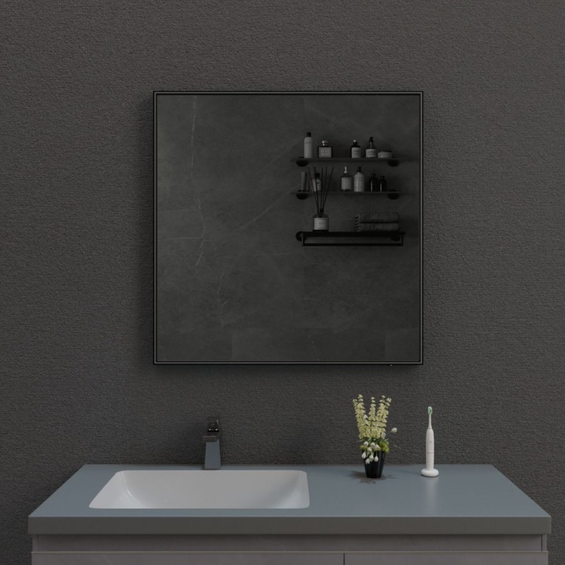 зеркало esbano 3803tdb 80x80 с подсветкой и антизапотеванием, матовый черный