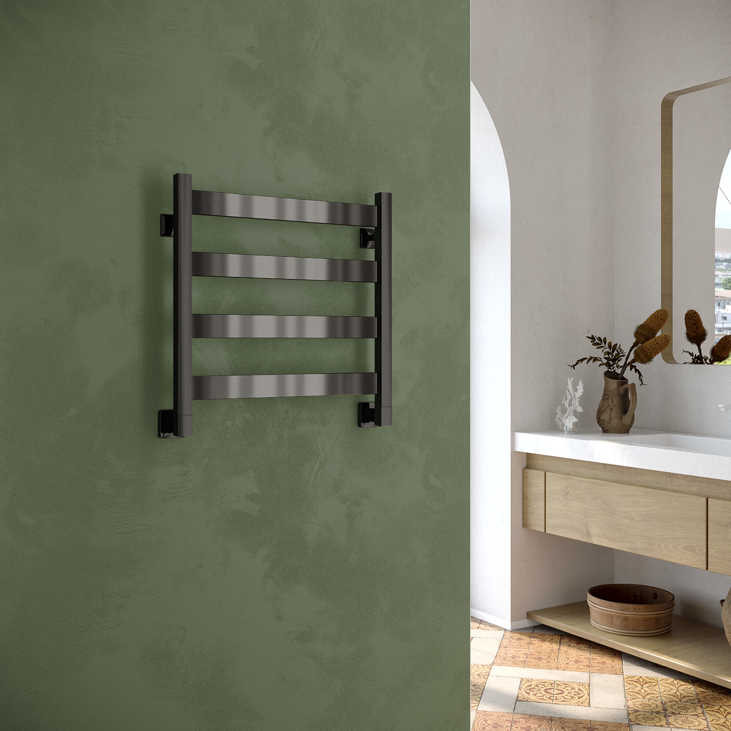 полотенцесушитель водяной stinox sanremo 50x50 черный глянец