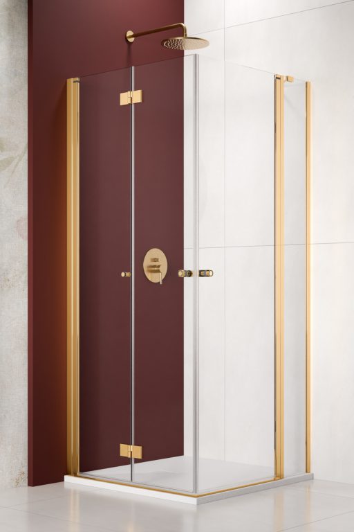 душевой уголок radaway nes gold kdd b + kdd ii 80x90 левый, стекла прозрачные, профиль золото