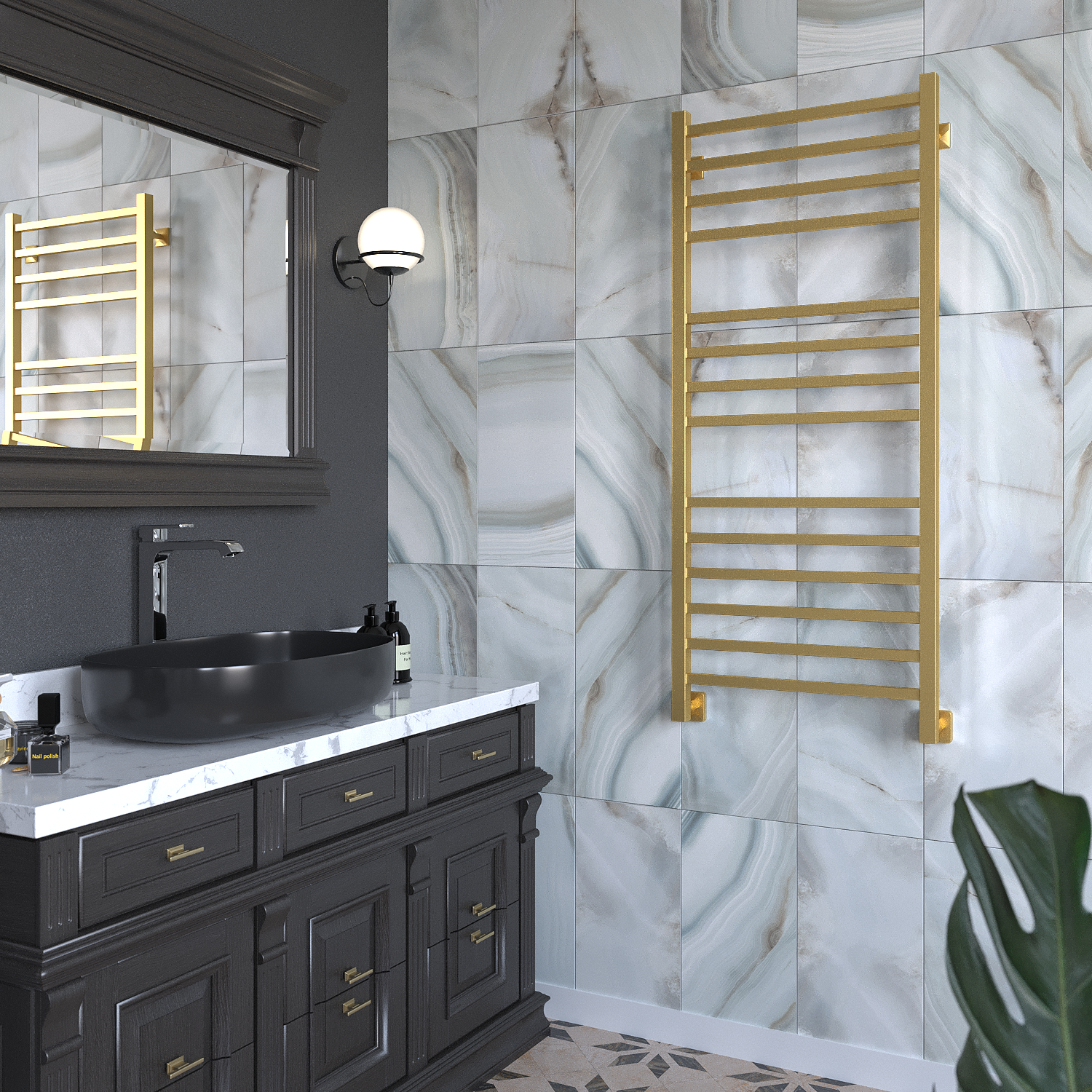 полотенцесушитель водяной stinox quatro luxe 50x120 золото сатин