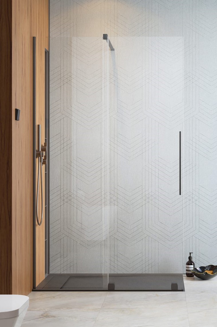 душевой уголок radaway furo brushed gunmetal walk-in l 160x200 стекла прозрачные, профиль брашированная оружейная сталь
