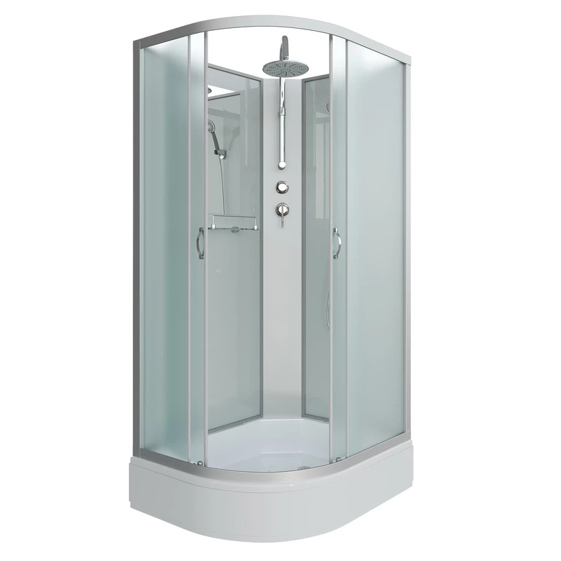 душевая кабина niagara classic ng-33294-14rbkt 120x90 без крыши, стекла матовые, профиль серебро